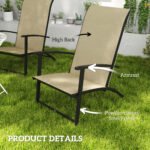 Set of 2 Outdoor Dining Chairs with High Back, Armrests, Folding Patio Chairs for Patio, Lawn, Camping, Beige - Image 6