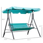 3-Seat Outdoor Patio Swing Chair with Removable Cushion, Steel Frame Stand and Adjustable Tilt Canopy for Patio, Garden, Poolside, Balcony, Backyard, Green - Image 3