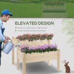 Raised Garden Bed, 2-Tier Wood Planter Stand Plant Grow Box, 34"x34"x28" - Image 4