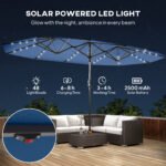 Garden Parasol, Double-Sided Sun Umbrella with LED Solar Lights, Patio Parasol for Outdoor - Image 4