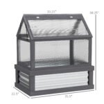 Raised Garden Flower Bed Kit with Greenhouse, Wooden Cold Frame Planter, 35.5" x 22.5" x 38.25", Gray - Image 3