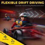 24V Electric Go Kart for Kids, Drift Ride-On Racing Go Kart with 2 Speeds, for Boys Girls Aged 8-12 Years Old - Image 5