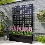 Galvanized Raised Garden Bed Planter Box with Trellis for Climbing Plants, Vegetable, Vines, 43" x 16" x 70", Black - Image 8