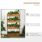 Vertical 4 Tier Raised Garden Bed, Wooden Planter Box, Self-Draining with Bed Liner for Indoor Outdoor Flowers, Vegetables and Herbs, Orange - Image 5