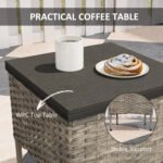 3 Piece Wicker Patio Furniture Set, Outdoor PE Rattan Rocking Chairs with Coffee Table, Cushions for Porch, Gray - Image 7