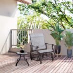 Outdoor Glider Chair, Gliders for Outside Patio with Steel Frame and Mesh Fabric for Backyard, Garden, and Porch, Gray - Image 2