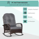 Rattan Porch Rocker w/ Plush Cushion, Gray - Image 4