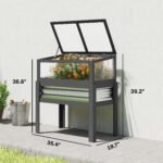 Raised Garden Bed with Flip-Up Mini Greenhouse, Elevated Planter Box with Legs and Bed Liner for Flowers, Vegetables - Image 3