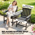 2 Piece All-Weather Patio Chairs, HDPE Patio Dining Chair Set, Heavy Duty Wood-Like Outdoor Furniture, Gray - Image 4