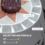 Decorative Outdoor Stool, 12" Round Patio Side Table, Mosaic Accent Plant Stand for Garden, Balcony, Gray - Image 6