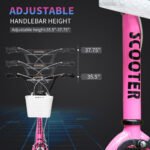Youth Scooter, Kick Scooter with Adjustable Handlebars, Double Brakes, 16" Inflatable Rubber Tires, Basket, Cupholder - Image 4