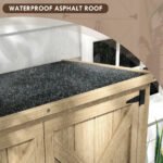 Wooden Outdoor Storage Cabinet Garden Shed with Waterproof Asphalt Roof and Lockable Doors, Natural - Image 5