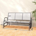 3-Person Outdoor Patio Glider Bench, Porch Glider Swing with 3 Seats, Breathable Mesh Fabric, Metal Frame, Cream White - Image 3