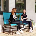 2 Seater Glider for Outside Outdoor Glider Seat with Breathable Mesh Fabric Armrests for Backyard Garden Porch Blue - Image 2
