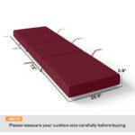 Chaise Lounge Cushion, 4" Thick Outdoor Lounge Chair Cushion with Ties for Patio, 21" x 72 ", Red - Image 3