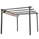 10' x 13' Aluminum Patio Pergola with Retractable Pergola Canopy, Backyard Shade Shelter for Porch, Outdoor Party, Garden, Grill Gazebo, Brown - Image 7