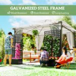 Galvanized Raised Garden Bed Planter Box with Trellis for Climbing Plants, Vegetable, Vines, 35" x 16" x 70", Black - Image 4