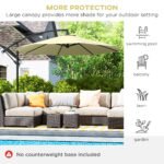 10' Cantilever Tilt Offset Patio Umbrella w/ UV & Water Safe Material & Cross Base (Weight Not Included) - Image 7