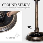 3 in 1 Garden Bird Bath Bowl Pedestal with Bird Feeder, Large Water Basin, Underneath Flower Planter, Bronze - Image 5
