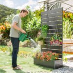 Trellis Planter for Climbing Plants, Raised Garden Bed with Trellis, Planter Box for Outdoor Garden, Black - Image 8