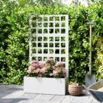 Galvanized Raised Garden Bed Planter Box with Trellis for Climbing Plants, Vegetable, Vines, 24" x 9" x 44.5", White - Image 8