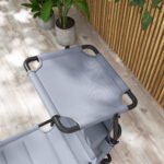 Outdoor Lounge Chair, 4 Position Adjustable Backrest, Folding, Cushioned w/ Sun Shade Roof & Pillow, Gray - Image 7