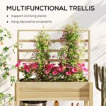 Wooden Raised Garden Bed with Trellis, Outdoor Planter Box with Storage Shelf for Vegetables, Flowers, Herbs - Image 4