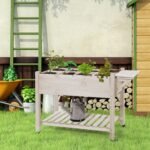 Raised Garden Bed Planter Box w/ 8 Grow Grids, Storage Shelf & Lockable Wheels - Image 2