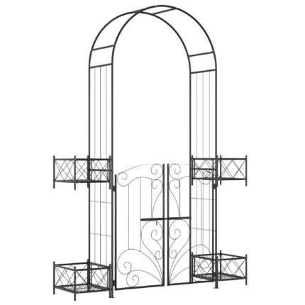 7' Garden Arch Arbor with Metal Arch Trellis