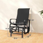Gliding Lounger Chair Set of 2, Single Rockers with Lightweight Metal & Mesh Construction, Black - Image 3