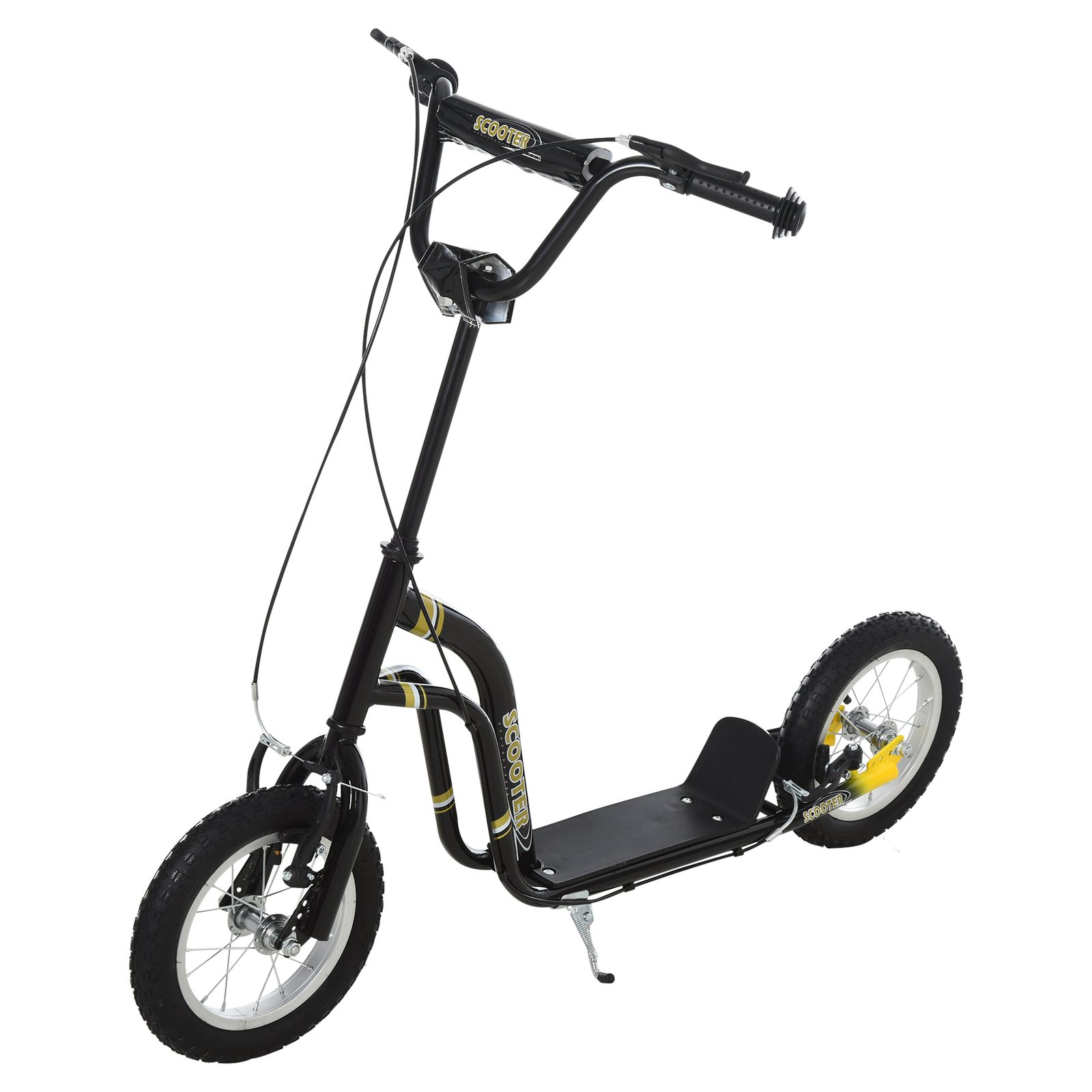 Icyead194e06edfa1.jpg Youth Scooter Front and Rear Caliper Dual Brakes 12-Inch Inflatable Front Wheel Ride On Toy For Age 5+ - Black - Image 1