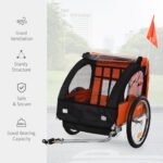 2-Seat Child Bike Trailer for Kids with a Strong Steel Frame, 5-Point Safety Harnesses, & Comfortable Seat, Orange - Image 5