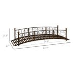 7' Metal Arch Garden Bridge Arc Footbridge with Side Railings Decorative Scrollwork, Bronze - Image 3