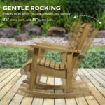 Wooden Outdoor Rocking Chair, Traditional Slatted Wood Rocker Chair with Armrests and High Backrest for Indoor & Outdoor, Light Brown - Image 5