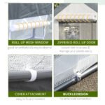 10' x 7' x 7' Greenhouse, Walk-in Outdoor Tunnel Green House with PE Cover, Steel Frame, 2 Roll-Up Zipper Doors & 4 Windows for Flowers, Vegetables, Tropical Plants, White - Image 5