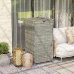 Outdoor Towel Rack for Pool w/ Drawer & Cabinet, Gray - Image 8