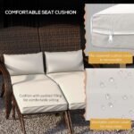 2 Person Patio Wicker Adirondack Chair, High-Back Fire Pit Chair with Cushions, Cream White - Image 6