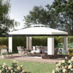 13' x 10' Patio Gazebo Outdoor Canopy Shelter w/ Double Vented Roof, Cream White - Image 2