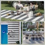 Reversible Outdoor Rug, 9' x 18' Waterproof Plastic Straw Floor Mat, Portable RV Camping Carpet, Large Floor Mat for Backyard, Deck, Picnic, Beach, Gray & White Striped - Image 5