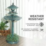 3 in 1 Garden Bird Bath Bowl Pedestal with Bird Feeder, Large Water Basin, Underneath Flower Planter, Green - Image 6