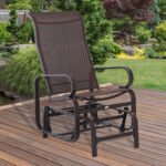 1-Person Outdoor Glider Swing, Single Rocker, Ergonomic Head Support, with Lightweight Metal & Mesh Construction, Supports Up to 352 lbs., for Backyard, Garden, Porch, Brown - Image 7