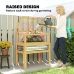 Raised Garden Bed with Mini Greenhouse, Elevated Planter Box with Legs and Bed Liner for Flowers, Vegetables - Image 6
