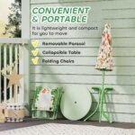 Kids Picnic Table and Chair Set, Outdoor Activity Table with Foldable Chairs, Removable Umbrella for Backyard, Green - Image 6