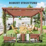11' x 12.5' Outdoor Wood Pergola with Grape Trellis for Patio, Deck, Backyard, Lawn - Image 4