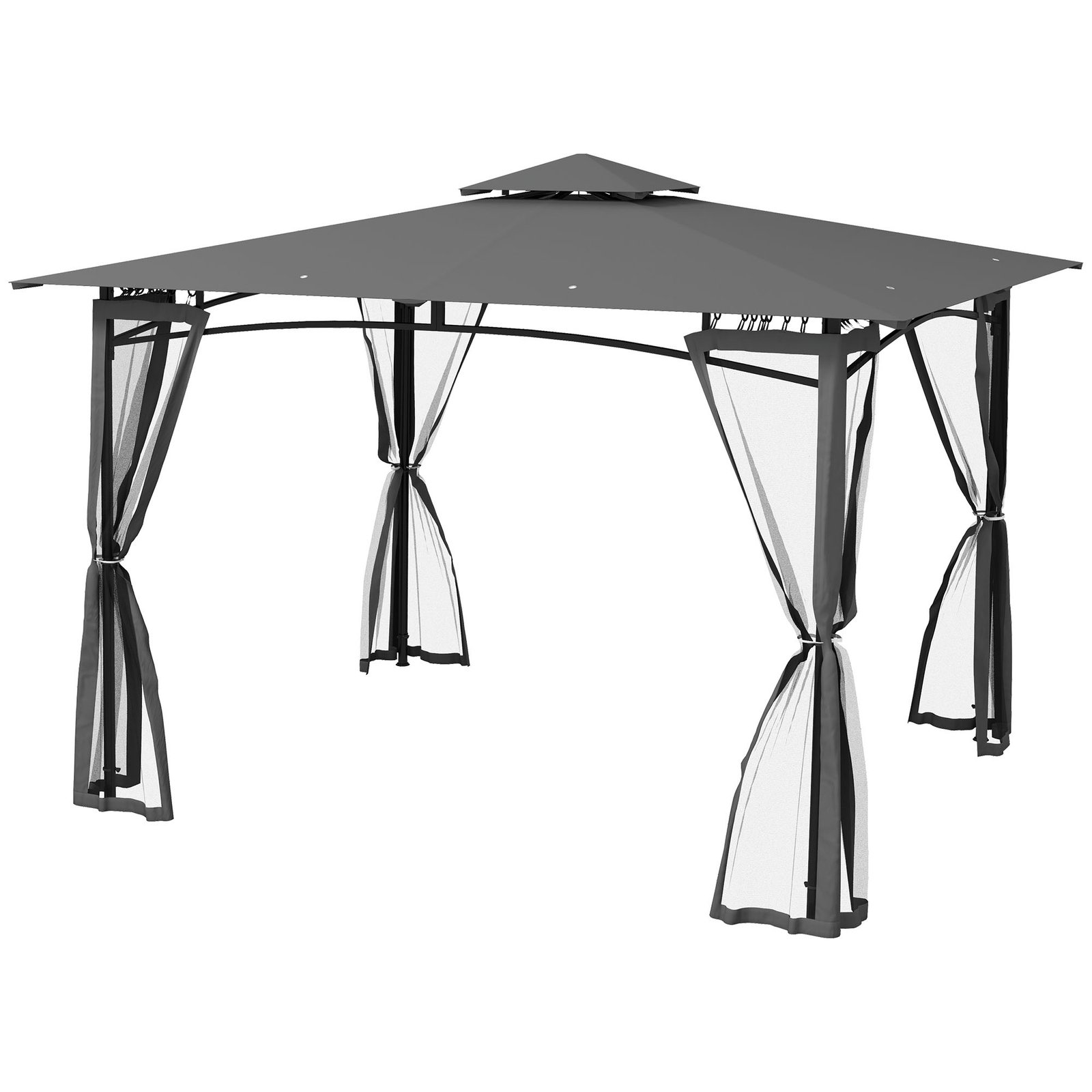 Iqd8171949365bdb1.jpg 10' x 12' Outdoor Gazebo with Nettings, 2 Tier Patio Gazebo Canopy for Garden, Backyard, Deck - Image 1