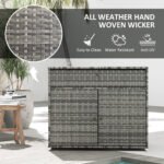 Outdoor Storage Cabinet, Waterproof PE Rattan Cabinet with Drawer for Indoor, Outdoor Swimming Pool, Gray - Image 5