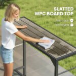 Outdoor Bar Table, Bar Height Patio Bar Table w/ Built-In Bottle Opener, Plastic Top with Wood Grain, 47.25" x 15" x 39" - Image 6