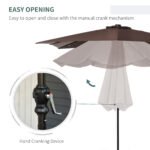 9' x 7' Solar Umbrella, LED Lighted Patio Umbrella for Table or Base with Tilt & Crank, Outdoor Umbrella for Garden, Deck, Backyard, Pool, Beach - Image 5