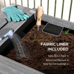 Wood Raised Garden Box, Elevated Garden Bed with Side Table, Bottom Shelf, Bed Liners and Drainage Holes, Gray - Image 6