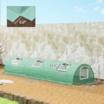 Mini Greenhouse with 5 Mesh Windows, Portable Plant Hot House with PE Cover and Steel Frame, 10' x 3' x 2' , Green - Image 3